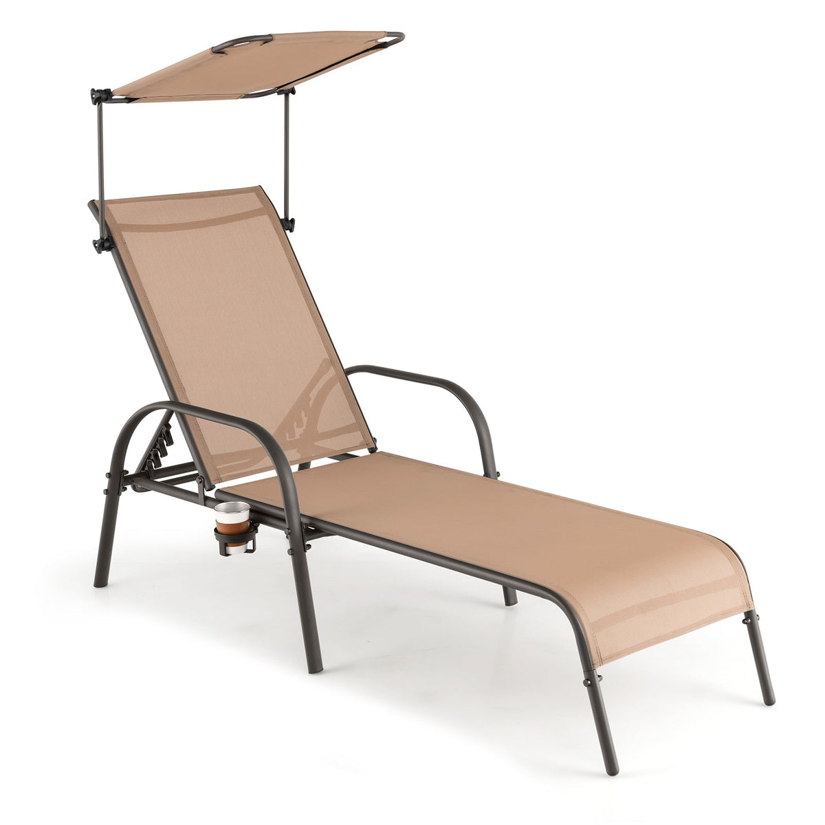 Tumbona de Patio Resistente Ajustable de 5 Niveles - Marrón