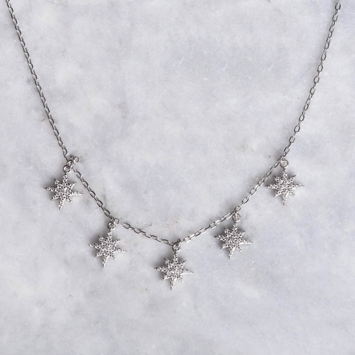 Pave CZ Star Drop Necklace