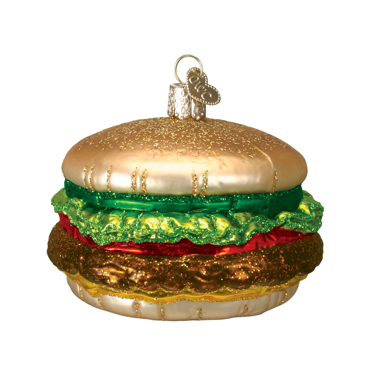 Adorno de cristal de hamburguesa con queso
