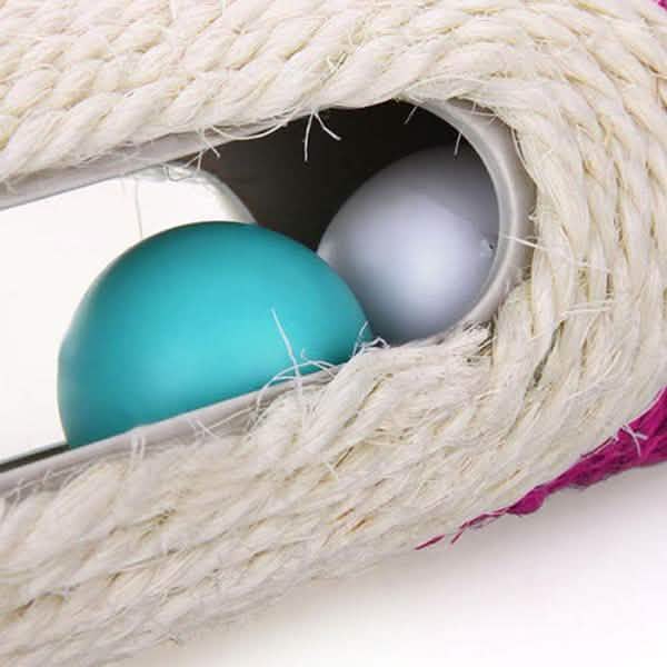 Rascador para Gatos de Sisal Rodante Atrapado con 3 Pelotas Novedoso Juguete de Entrenamiento