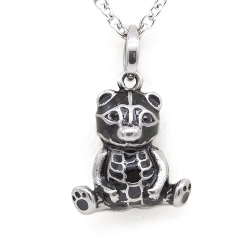 Petite Silver Bear Pendant Necklace With Crystal Accents