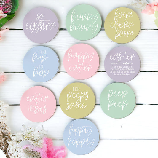 Easter Spring Ceramic Coaster Set 4 Inch Absorbent Drink Coasters Table Protectors Pack