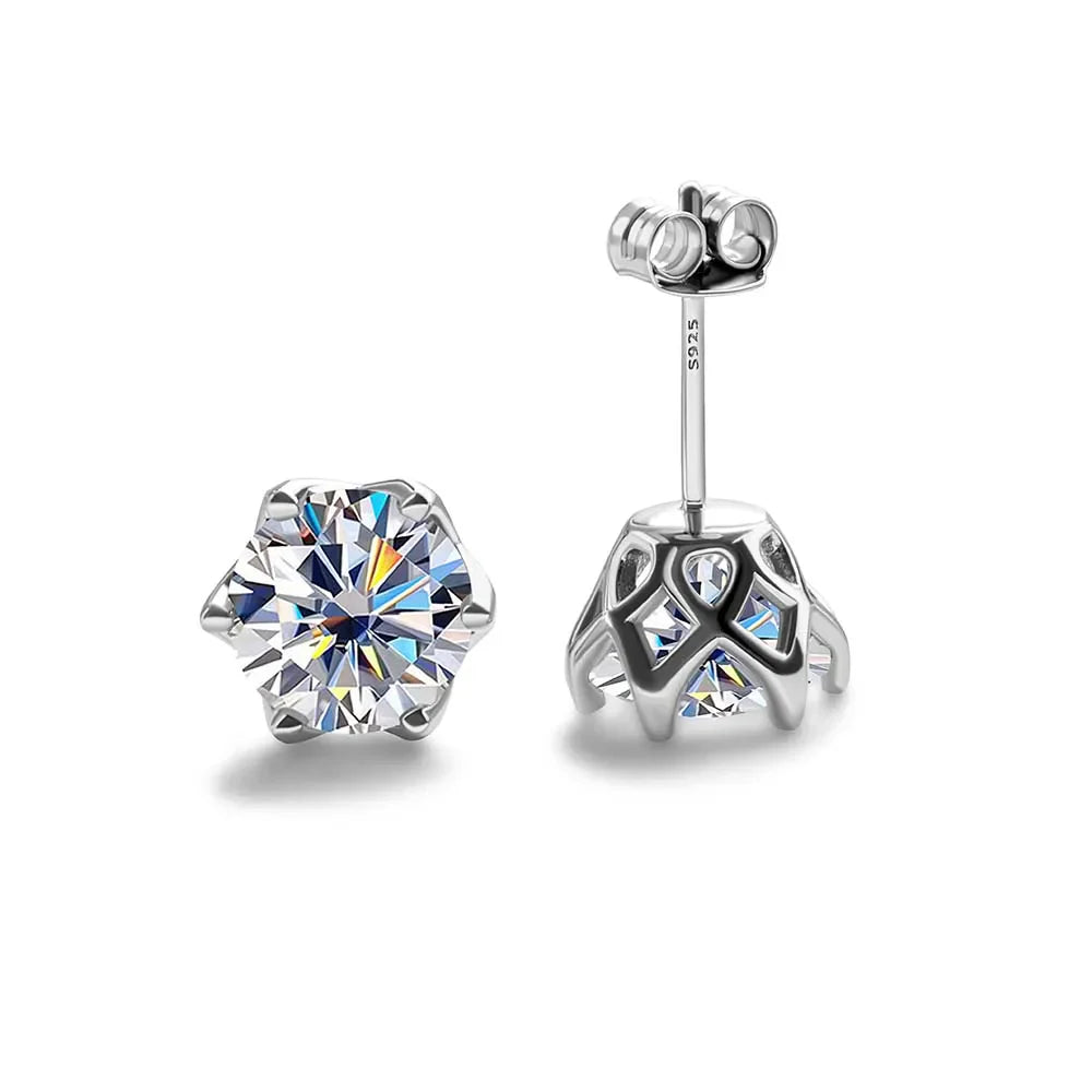 Pink Royal Blue Moissanite Stud Earrings S925 Sterling Silver 0.5 1 2 Ct Bride