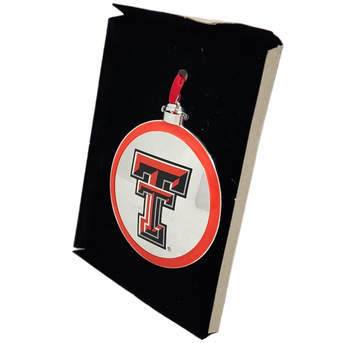 Silver Plated College Logo Ornament - Texas Tech