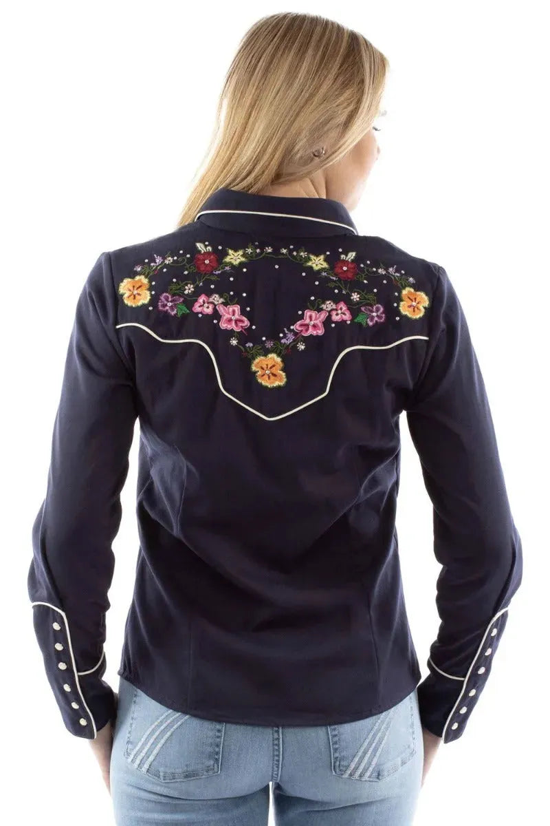 Scully Bright Floral Embroidery - Womens Western Shirt