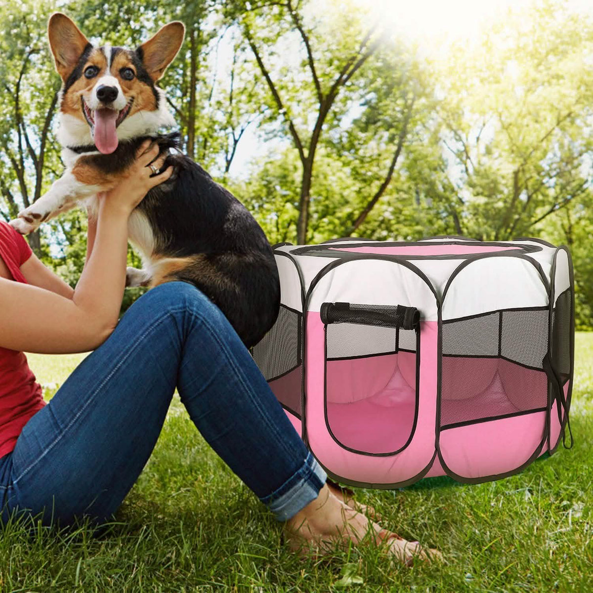 Parque portátil plegable para perros, gatos y otras mascotas