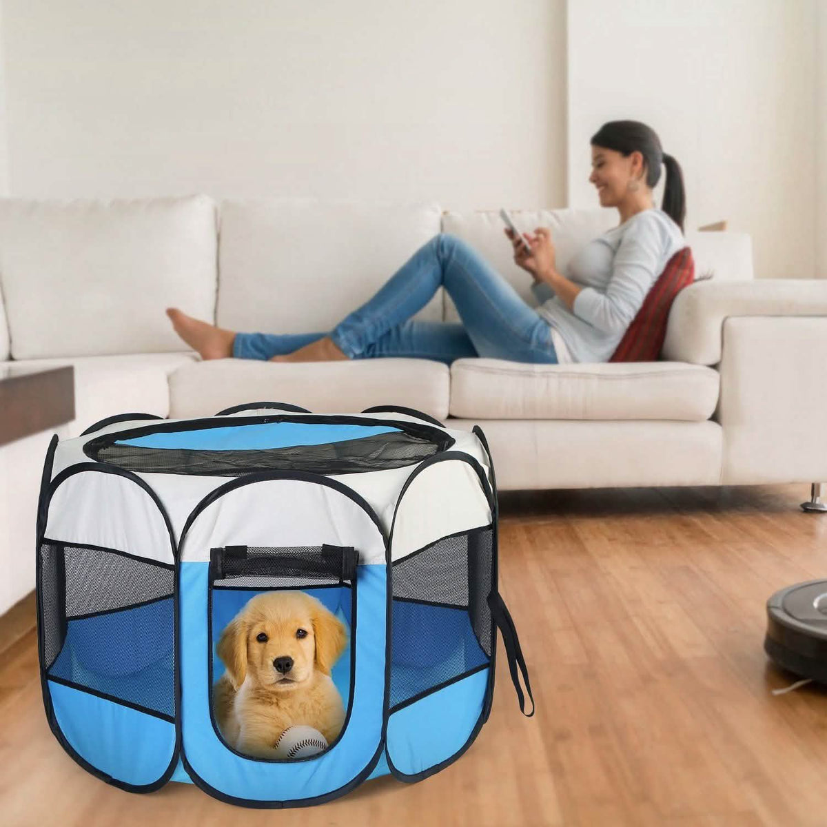 Parque portátil plegable para perros, gatos y otras mascotas