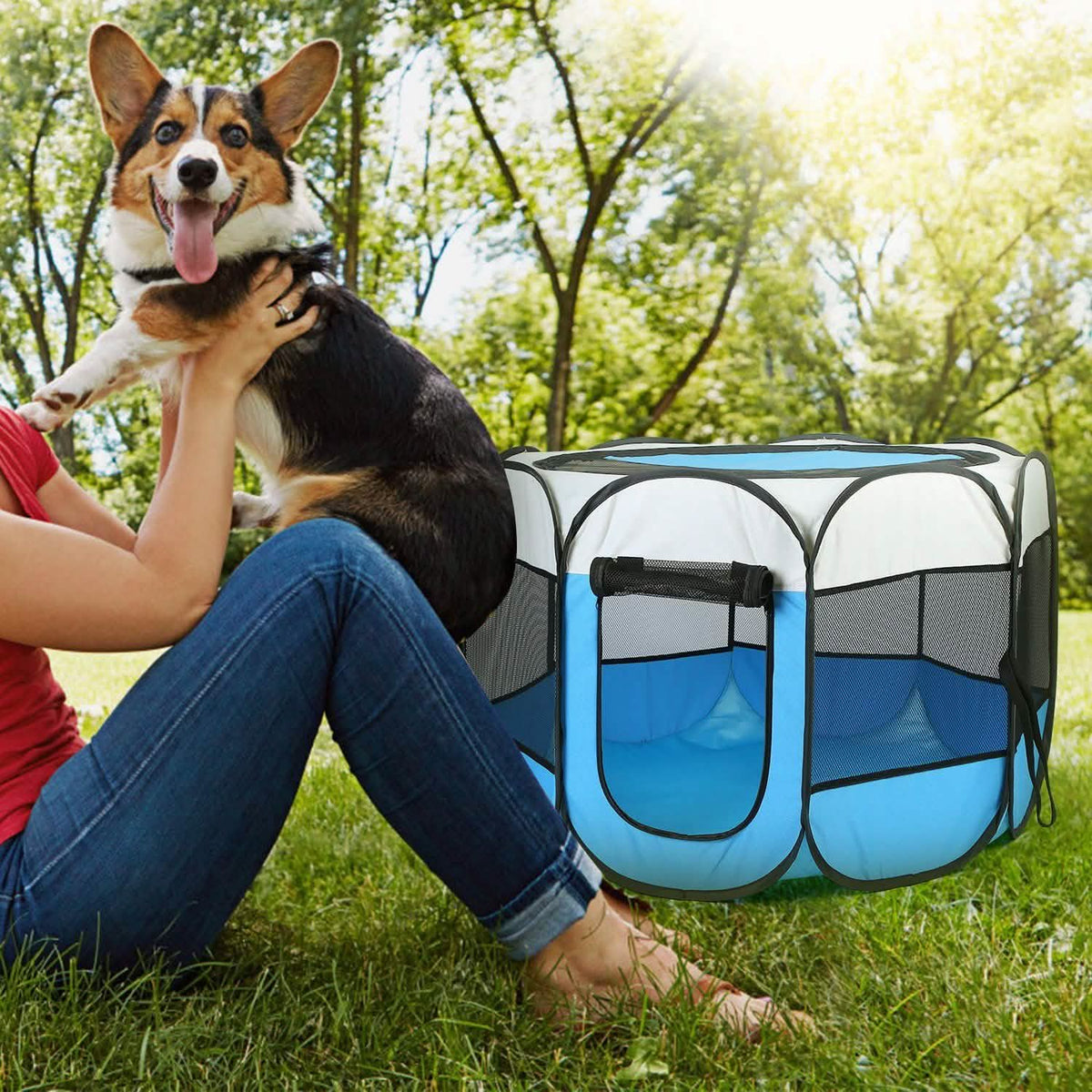 Parque portátil plegable para perros, gatos y otras mascotas