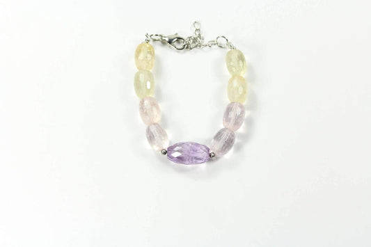 Quartz Stone Bracelet Rose Amethyst Citrine Adjustable