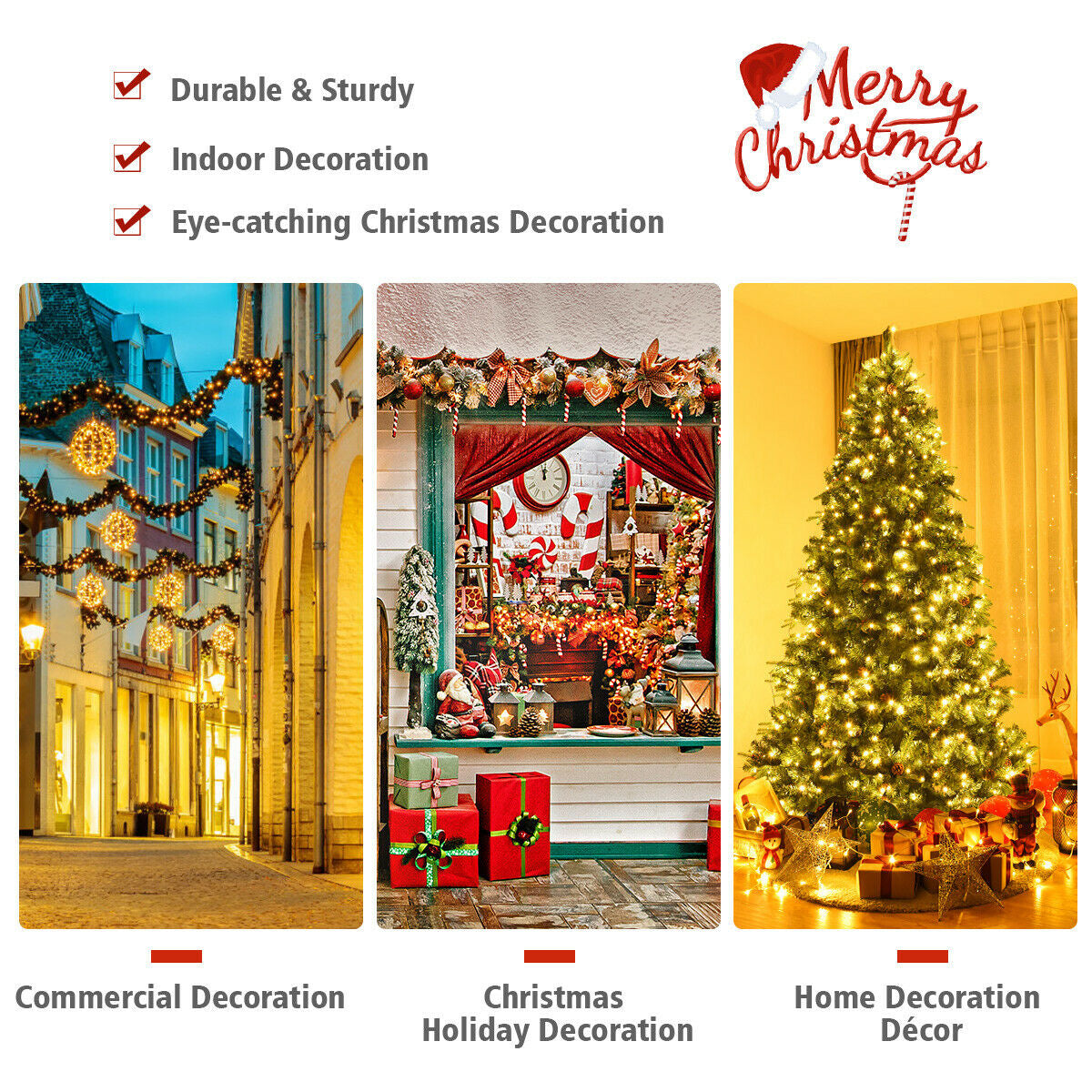 7.5 ft Artificial Christmas Tree with LED Lights and Pine Cones