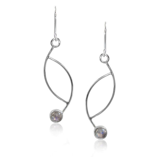 Rainbow Moonstone Sterling Silver Elegant Drop Earrings