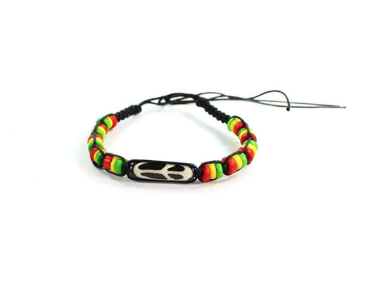 Rasta Peace Macrame Friendship Bracelet Adjustable Bead