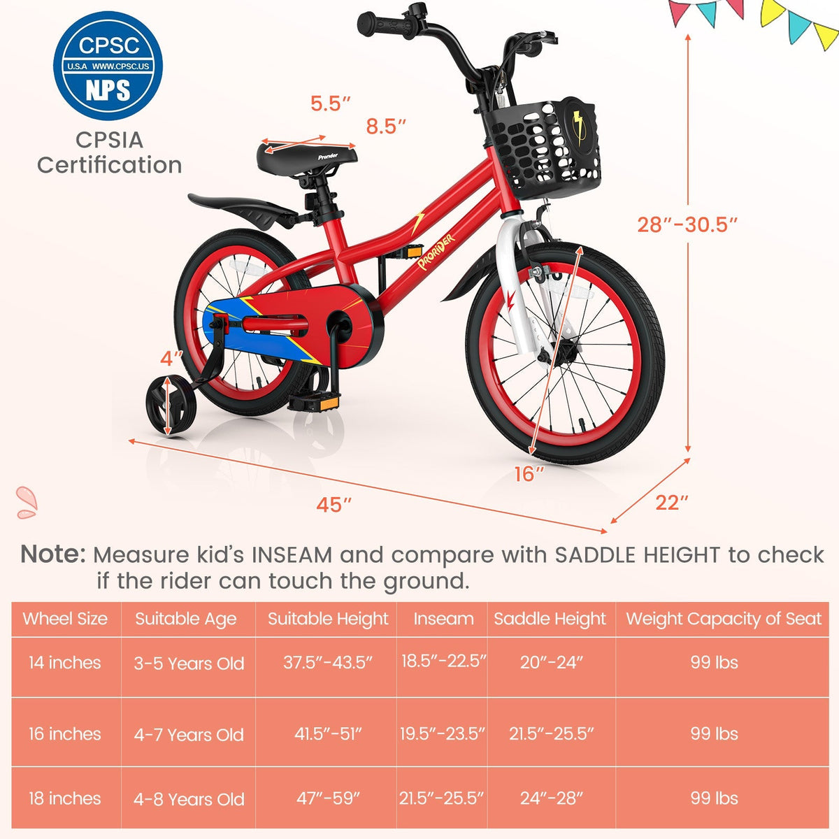 16 Inch Kids Bike with Removable Training Wheels