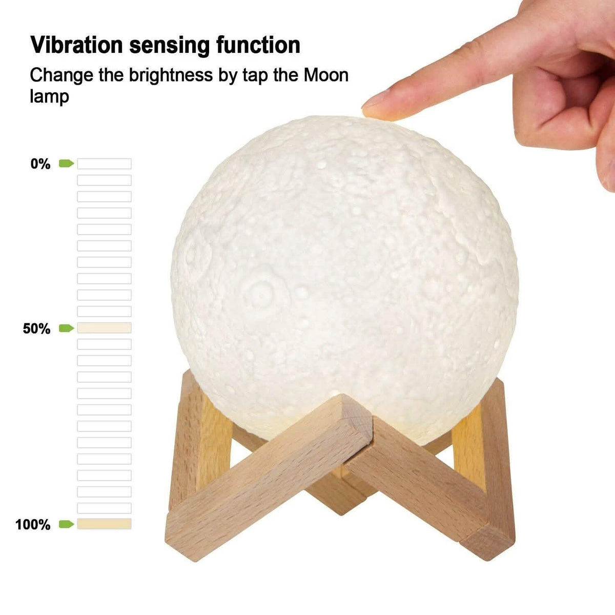 Rechargeable Moon Lamp Night Light Kids Dimmable LED Touch Changing Light