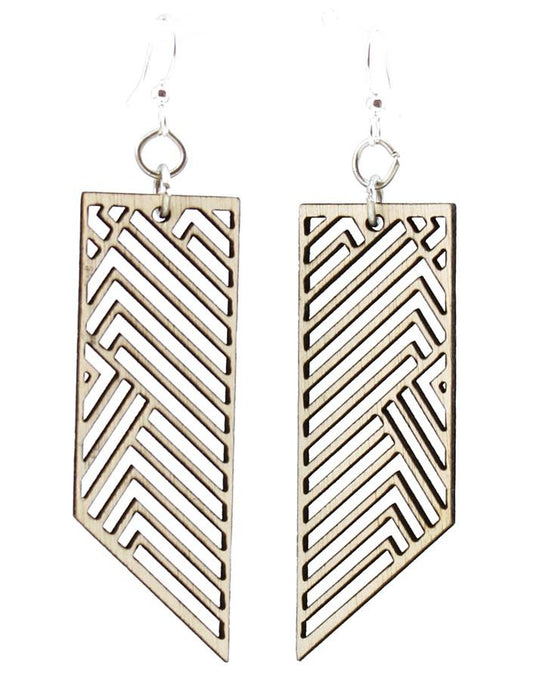 Rectangular Geometric Wood Earrings Laser Cut Long Dangle