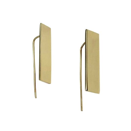 Recycled Brass Bombshell Bar Earrings - Handcast Cambodian Artisan Jewelry