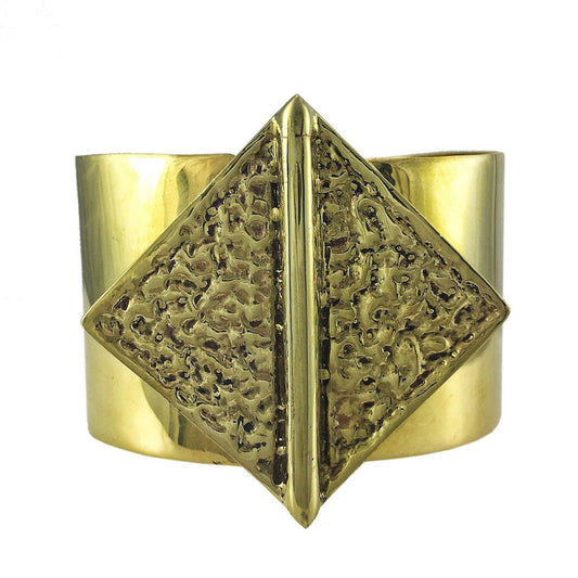 Recycled Brass Bombshell Hammered Cuff Bracelet Handcast In Cambodia