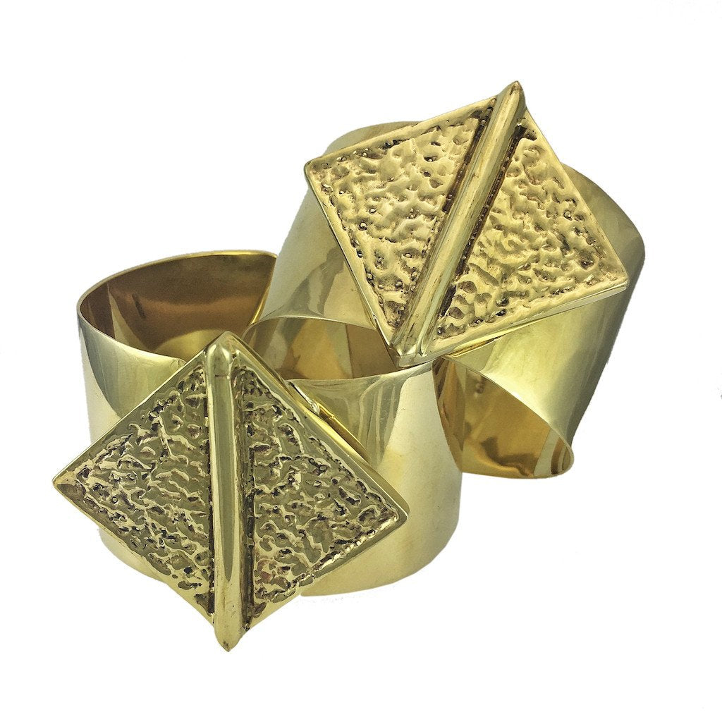Recycled Brass Bombshell Hammered Cuff Bracelet Handcast In Cambodia