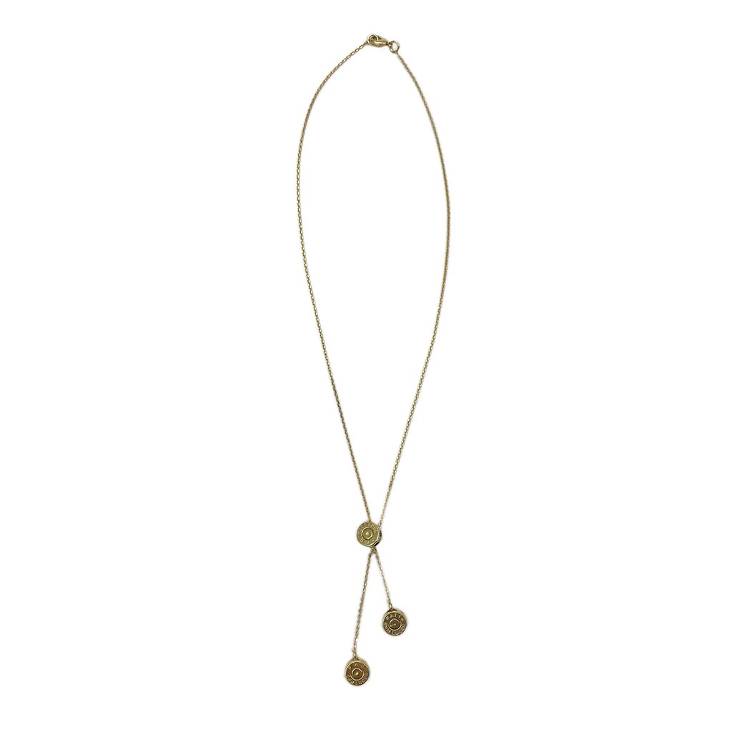 Recycled Bullet Cluster Necklace - 3 Polished Casings 11in Cambodian Handmade