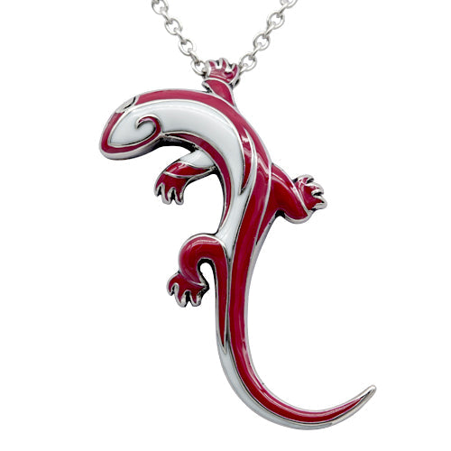 Red Lizard Pendant Necklace Sterling Silver Chain Gift Box