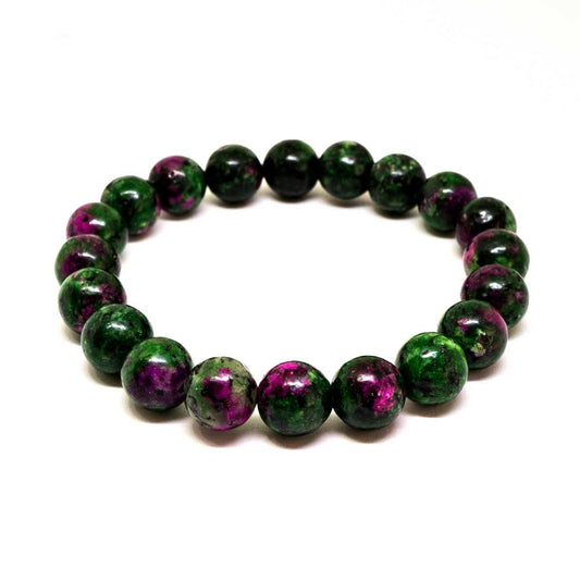 Red Sapphire Gemstone Beaded Bracelet Women Elastic