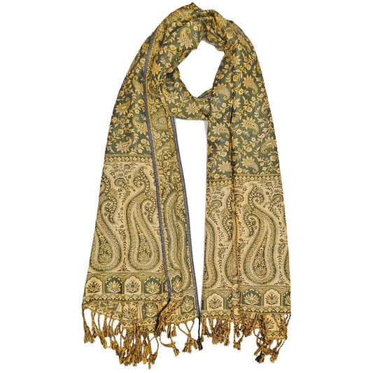 Reversible Paisley Patola Scarf Botanical Garden Print