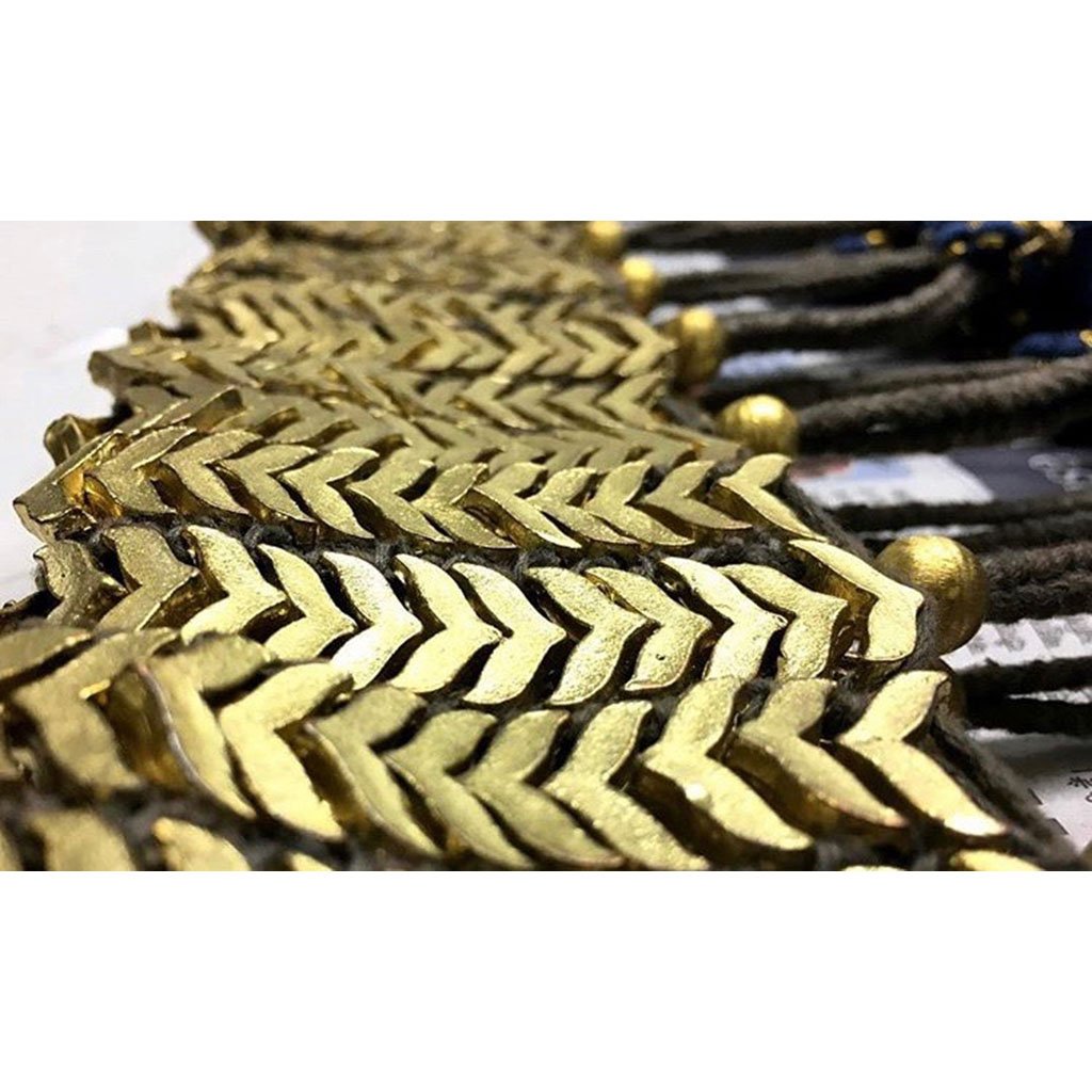 Rina Temple Bracelet Handwoven Metal Beads Cotton Thread Boho Indian Design
