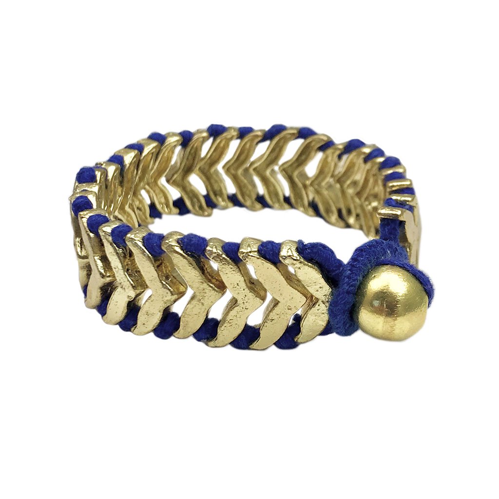 Rina Temple Bracelet Handwoven Metal Beads Cotton Thread Boho Indian Design