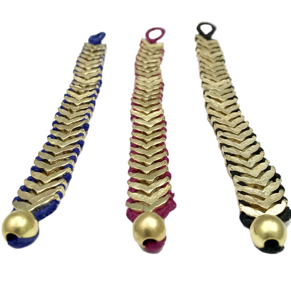 Rina Temple Bracelet Handwoven Metal Beads Cotton Thread Boho Indian Design