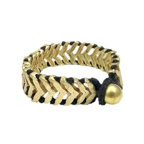 Rina Temple Bracelet Handwoven Metal Beads Cotton Thread Boho Indian Design