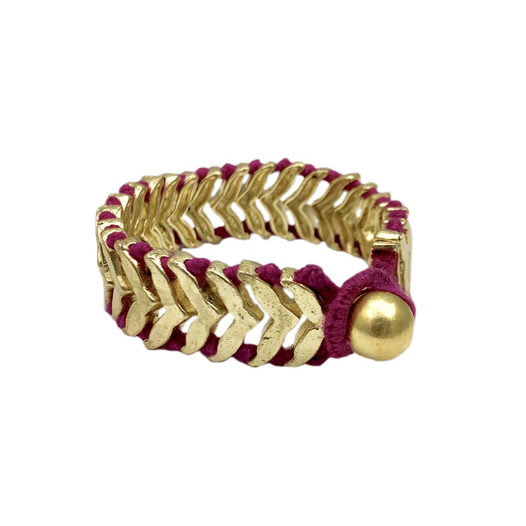 Rina Temple Bracelet Handwoven Metal Beads Cotton Thread Boho Indian Design