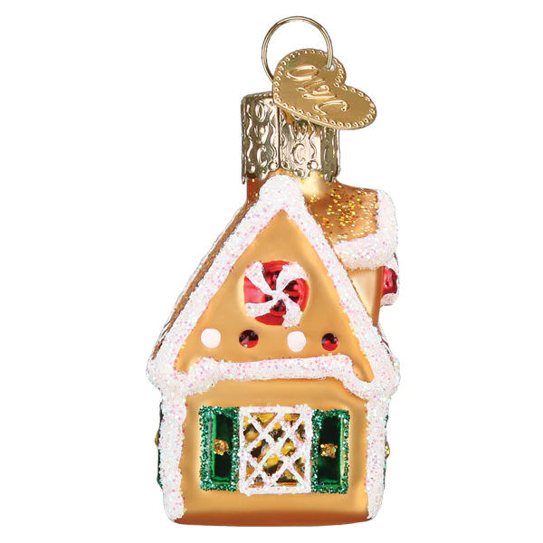 Gumdrop Mini Gingerbread House Glass Ornament