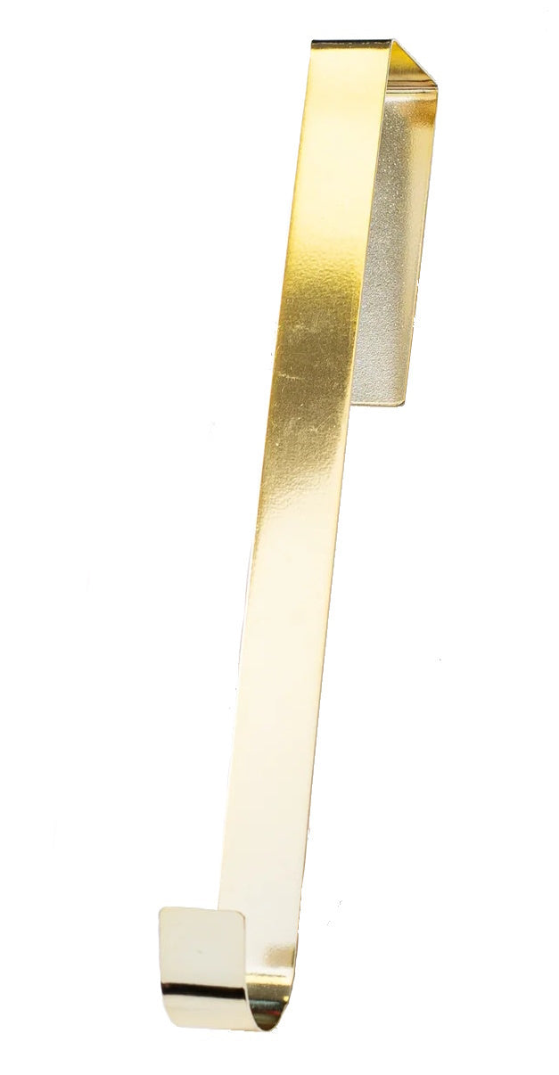 Shiny Metal 12 Inch Over the Door Wreath Hanger - Gold