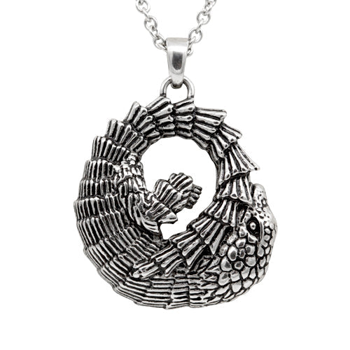 Rockin Reptile Pendant Necklace Silver Tone Charm Vintage