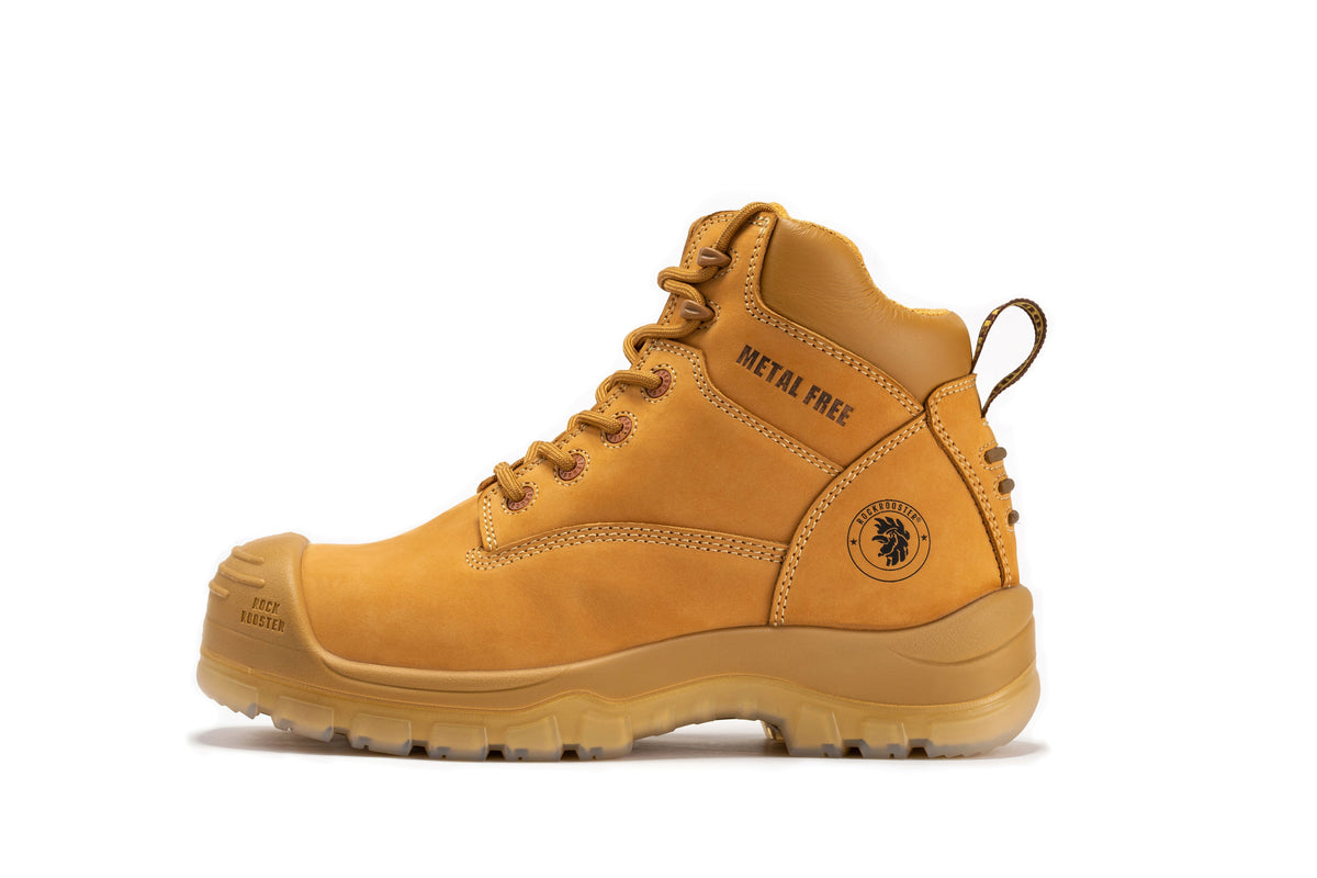 rockrooster Woodland Wheat 6 inch Composite Toe Zip-sided Leather Work Boots AK659