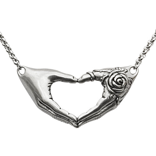 Rose Friendship Heart Necklace Silver Pendant Friend Gift