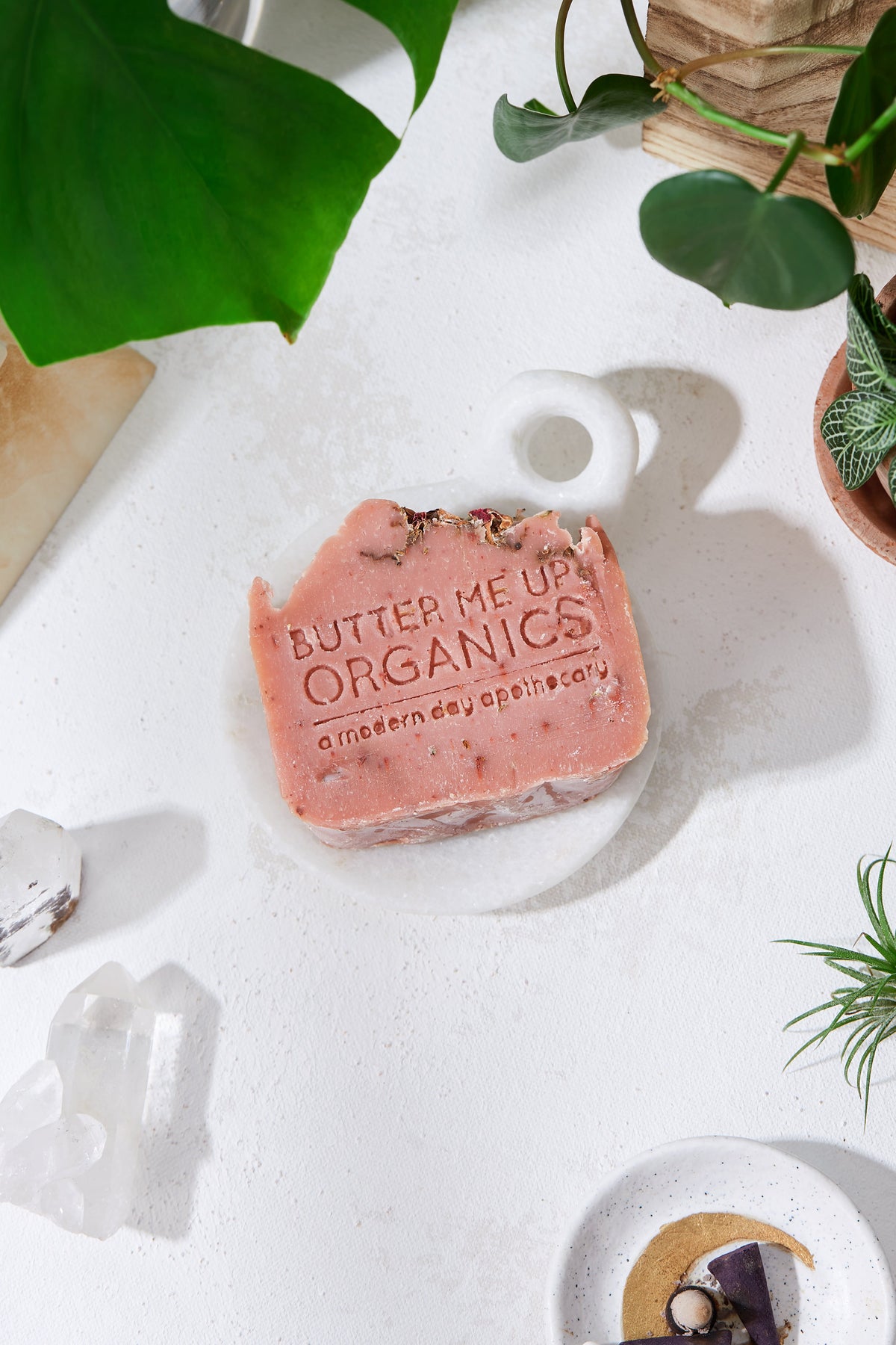 Rose Garden Organic Soap Bar With Pink Clay Rose Petals