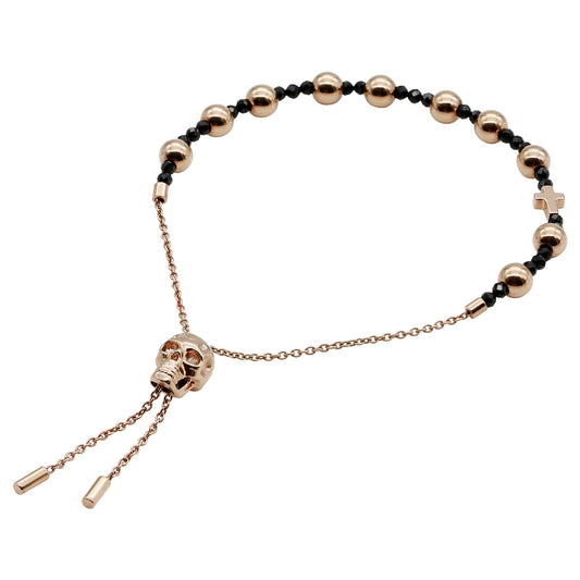 Rose Gold Skull Spinel Bead Adjustable Pull Chain Bracelet