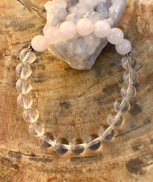 Rose Quartz Crystal Stretch Bracelet Healing Energy Beads
