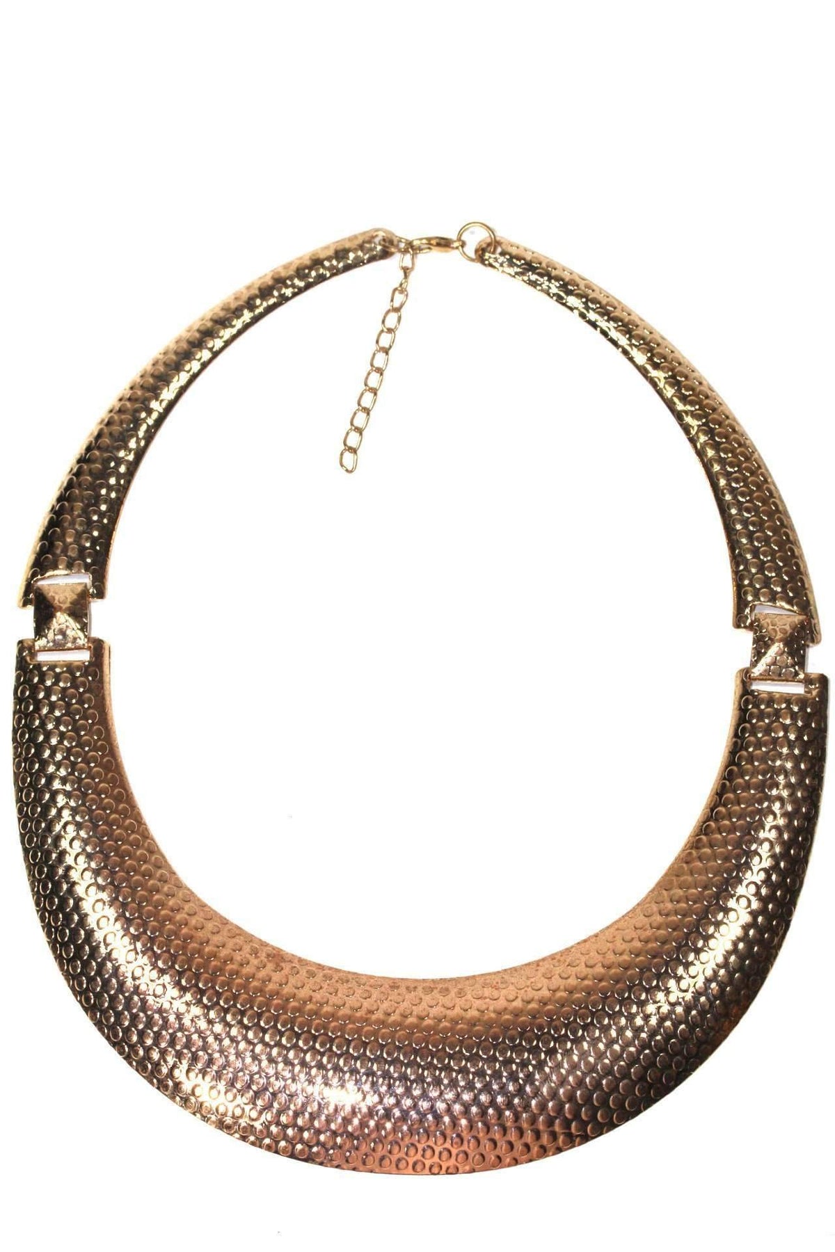 Rose Tone Dotted Statement Necklace Bold Adjustable Collar