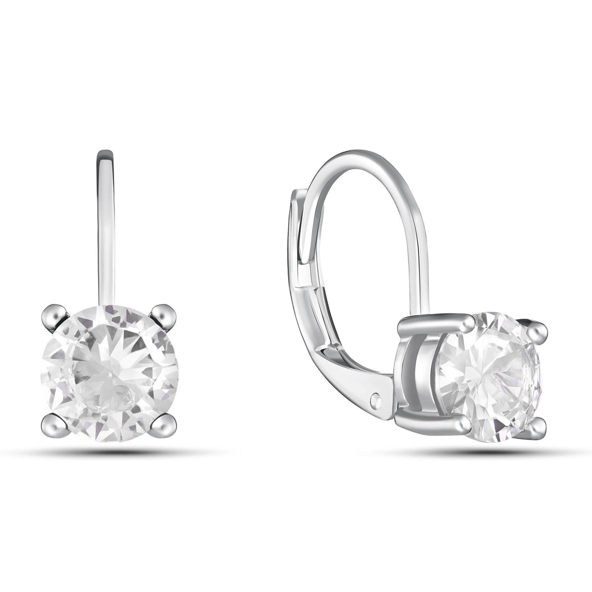 Round Cut Gemstone Leverback Earrings