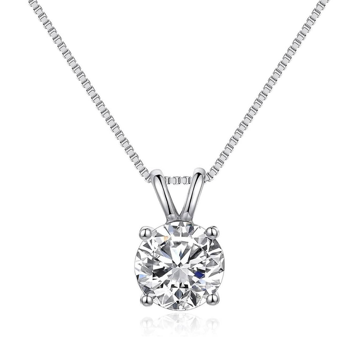 Round Cut Solitaire Crystal Pendant Necklace