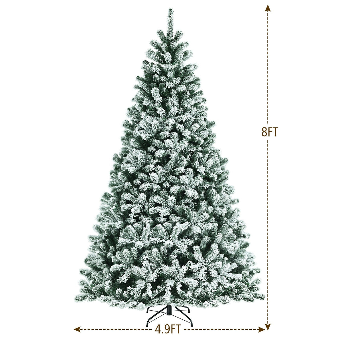 6 Feet Pre-lit Snow Flocked Hinged Christmas Tree with 928 Tips and Metal Stand
