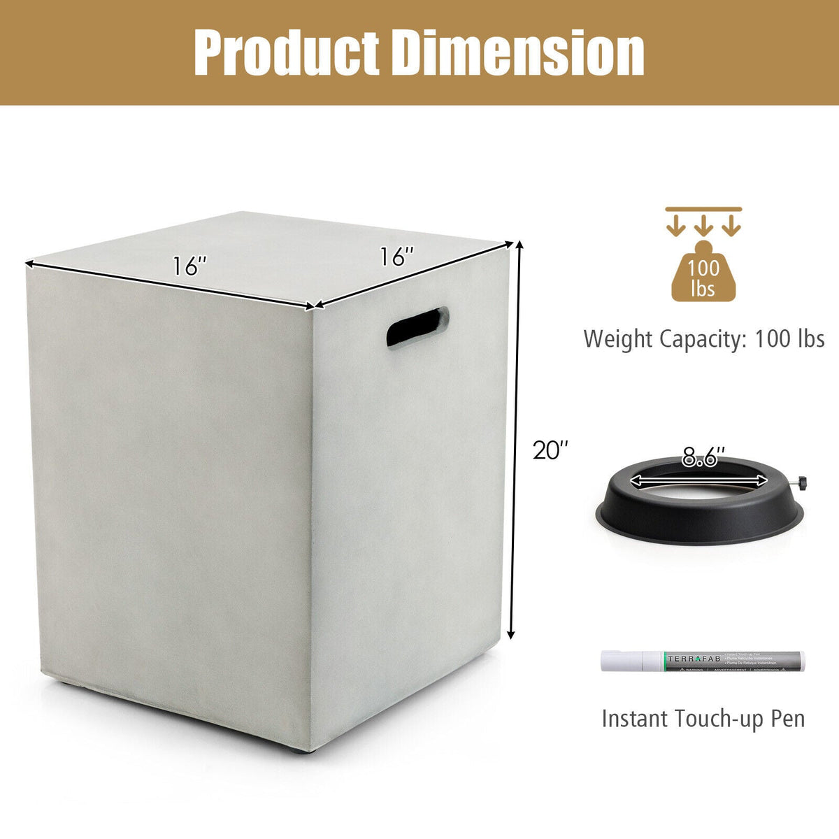 Mesa Escondite para Tanque de Propano de 20 Libras Estándar - Gris