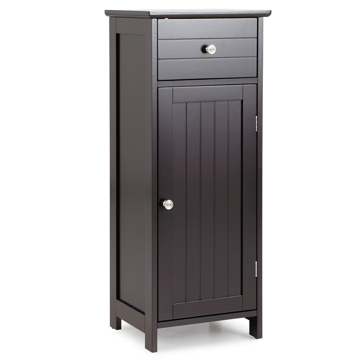 Wooden Bathroom Floor Storage Cabinet with Drawer and Shelf
