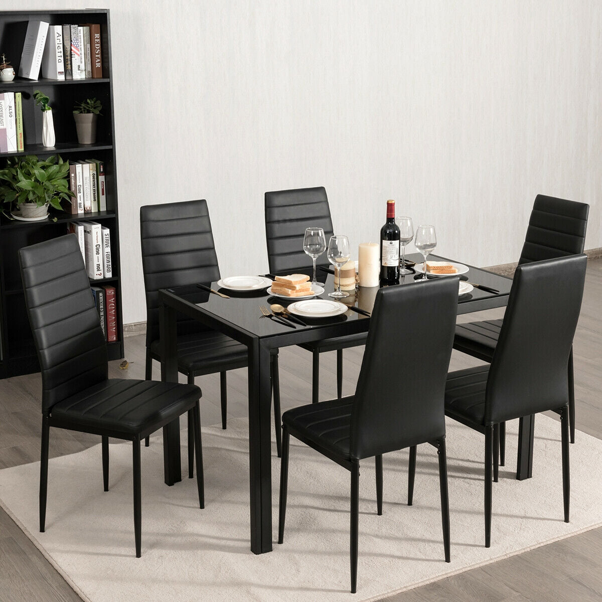 Set of 2 or 6 High Back Dining Chairs-Set of 6