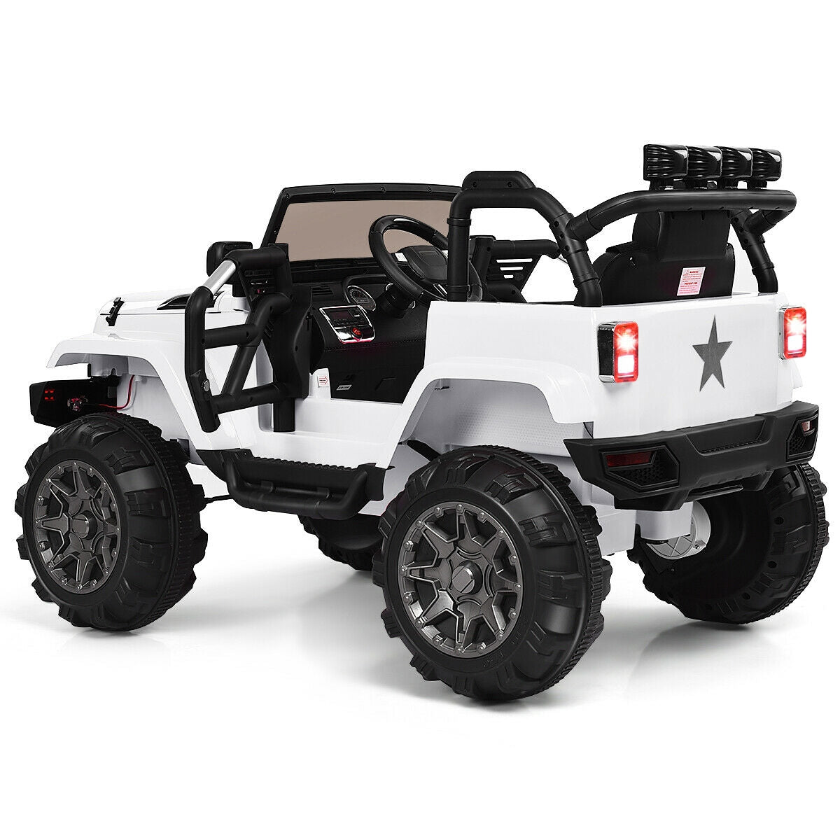 12V Kids Remote Control Riding Truck Car with LED Lights-White