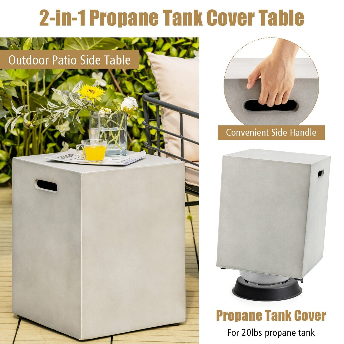 Mesa Escondite para Tanque de Propano de 20 Libras Estándar - Gris