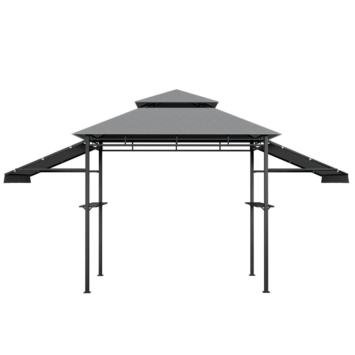 Cenador con toldo para barbacoa de 13.5 x 4 pies con toldos laterales dobles