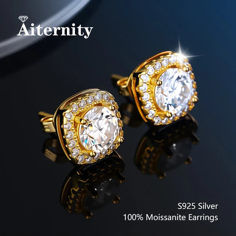GRA Certified 100% Moissanite Earrings 925 Sterling Silver Studs For Women